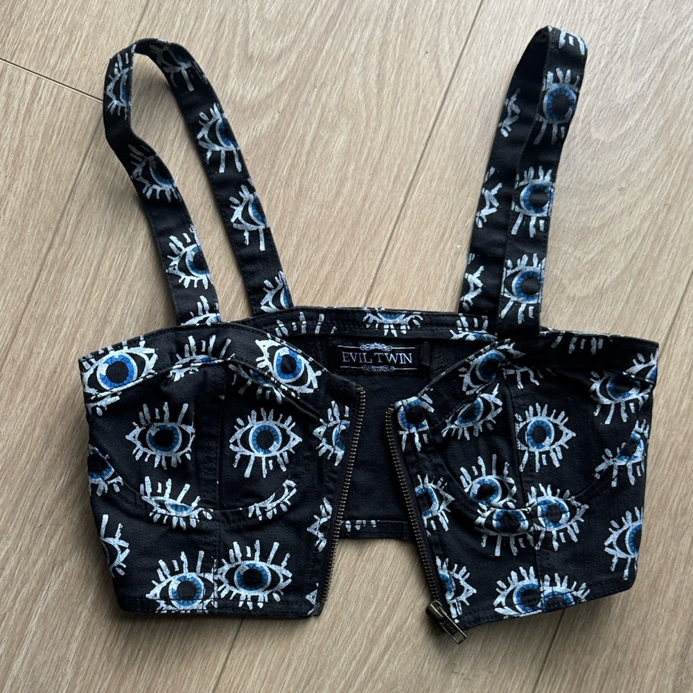 Evil Twin โจRAREโจ Evil Eye Crop Top and Pants Matching Set Size XS / S - Picture 4 of 11